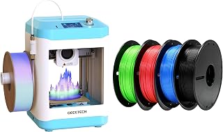 Geeetech M1 3D Printer for Kids Beginners + 4 Rolls of 500g PLA Filament – 250mm/s High-Speed, Auto-Leveling, Child-Safe Design, Flexible Printing for Toys, DIY Projects – Classroom/Home Kit