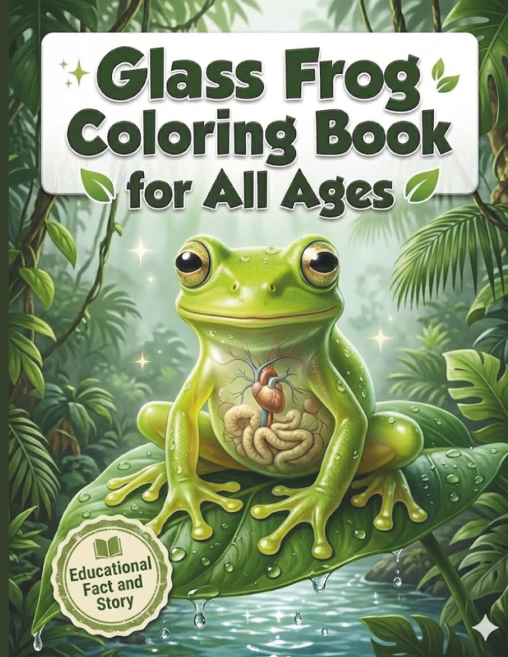 Glass Frog Coloring Book for All Ages: Realistic, Cute & Relaxing Rainforest Frog Designs for Kids, Teens and Adults: 50 Detailed and Easy-to-Color ... Creativity, Stress Relief and Fun Learning