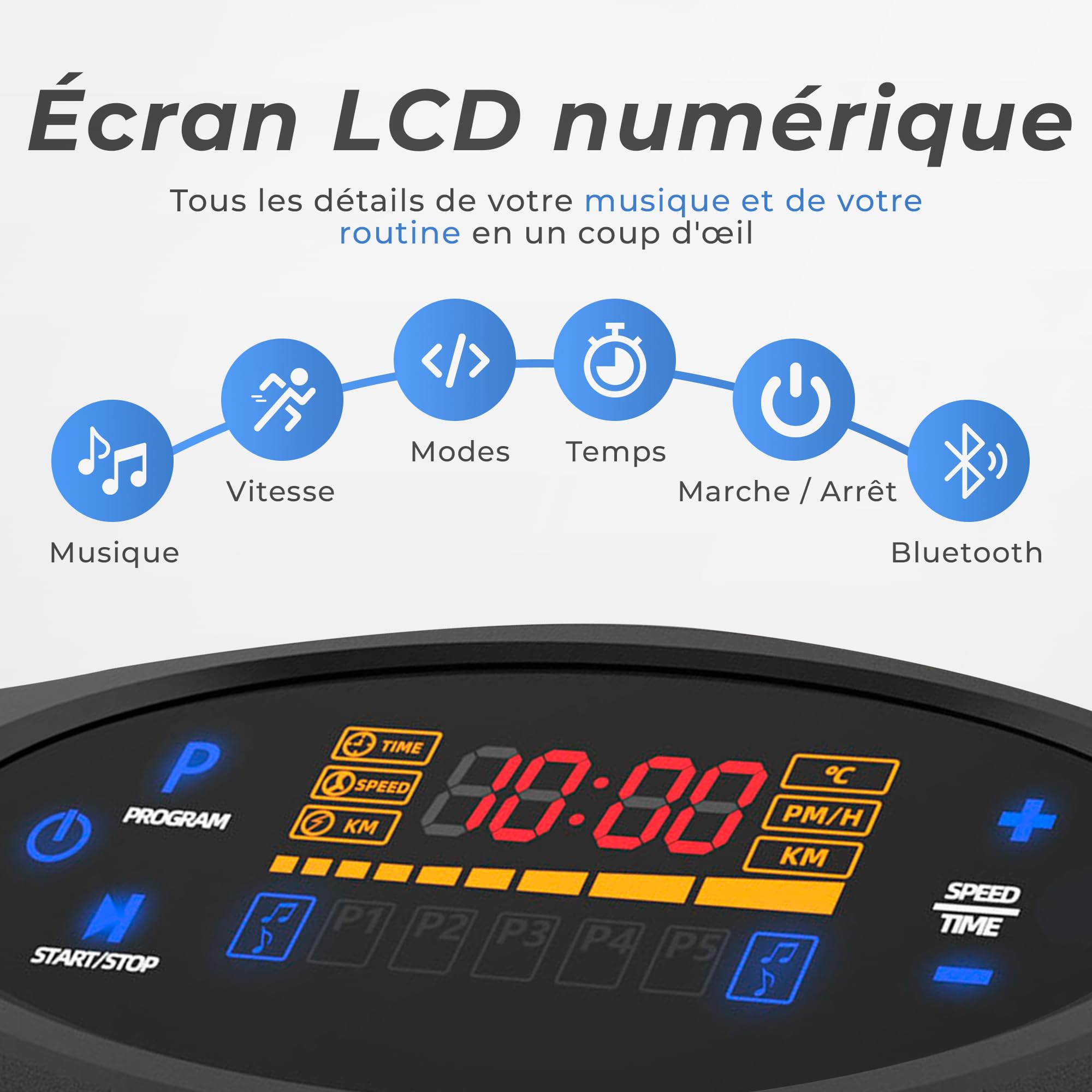 JUPPLIES Plateforme Vibrante Fitness 5 Modes 99 Vitesses Bluetooth Télécommande Silencieuse Stable
