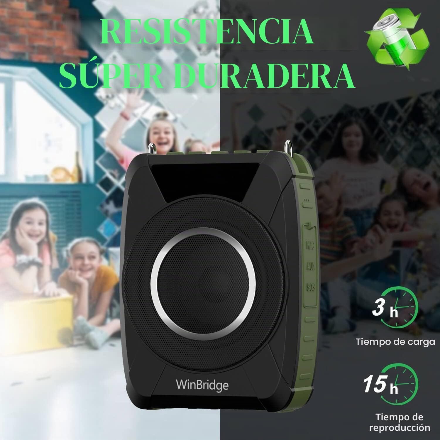Amplificador de Voz Bluetooth 5.0 con Auriculares inalámbricos, micrófono Personal Impermeable, megáfono portátil de 20W de Potencia para Profesores, Exteriores e Interiores M801