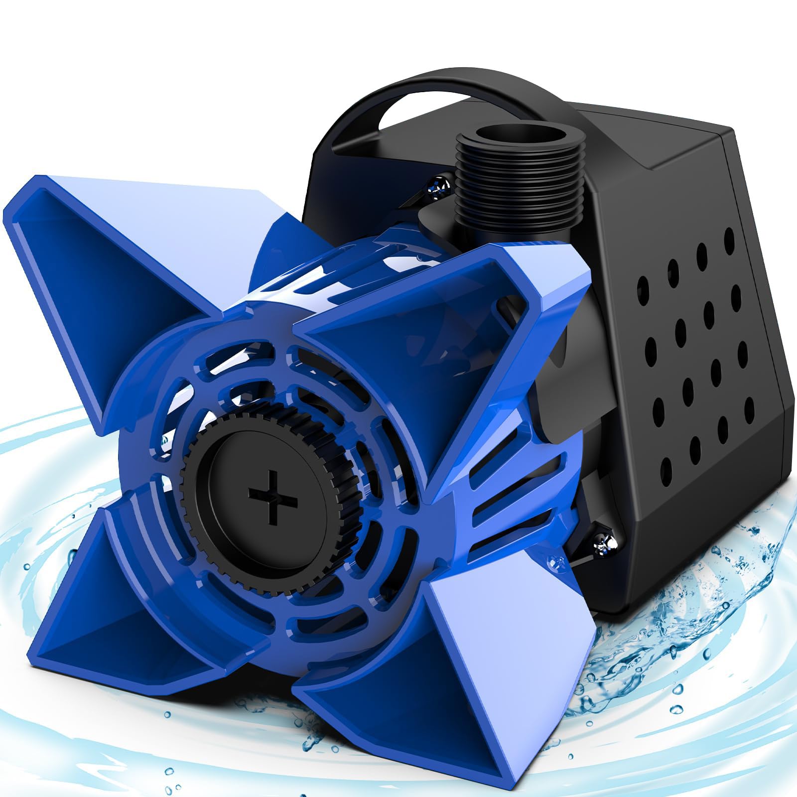Photo 1 of DECOKTOOL 3200GPH Pond Pump, 200W Submersible Water Pump with 33FT Power Cord & Barrier Bag, 2 Hose Adapters, 20FT. Lift Height for Garden Ponds, Fountains, Waterfalls, Water Circulation (Blue)
