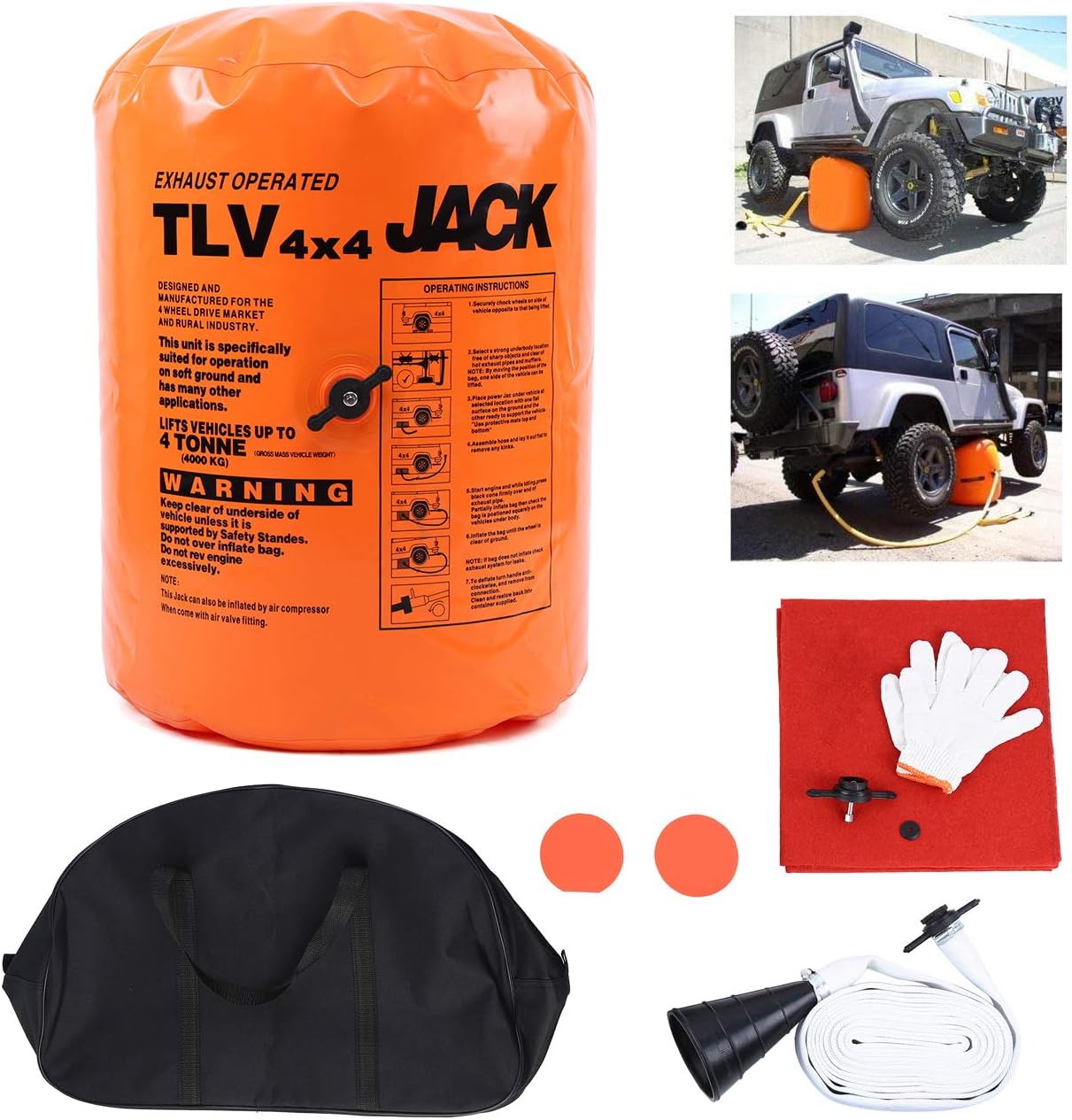 Honhill 4T Exhaust Air Jack Inflatable Jack for SUV Car Truck Off-Road Rescue