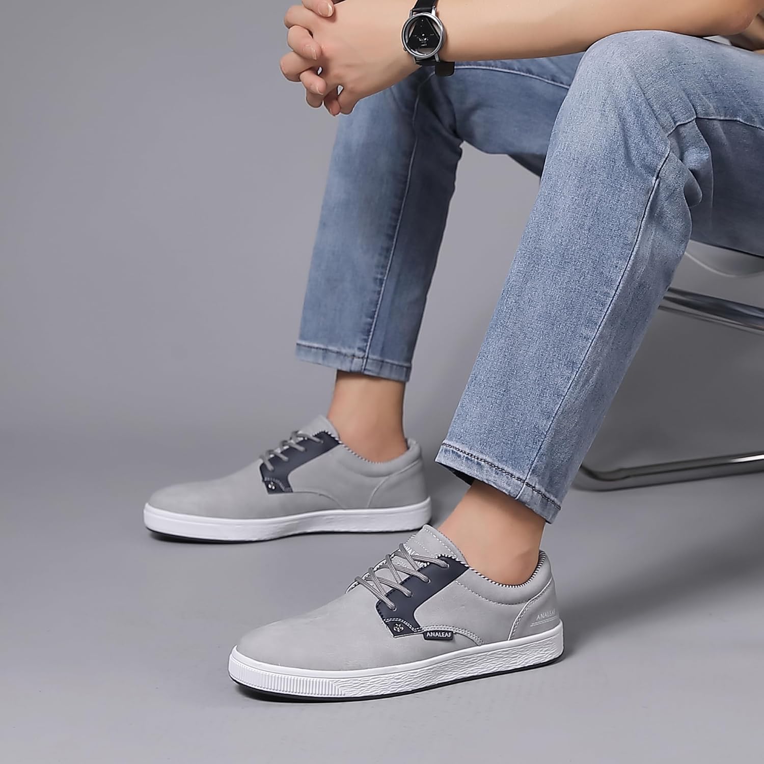 Mens Casual Oxfords Fashion Sneakers Soft Comfortable Lace-Up Dress Shoes - Image 2