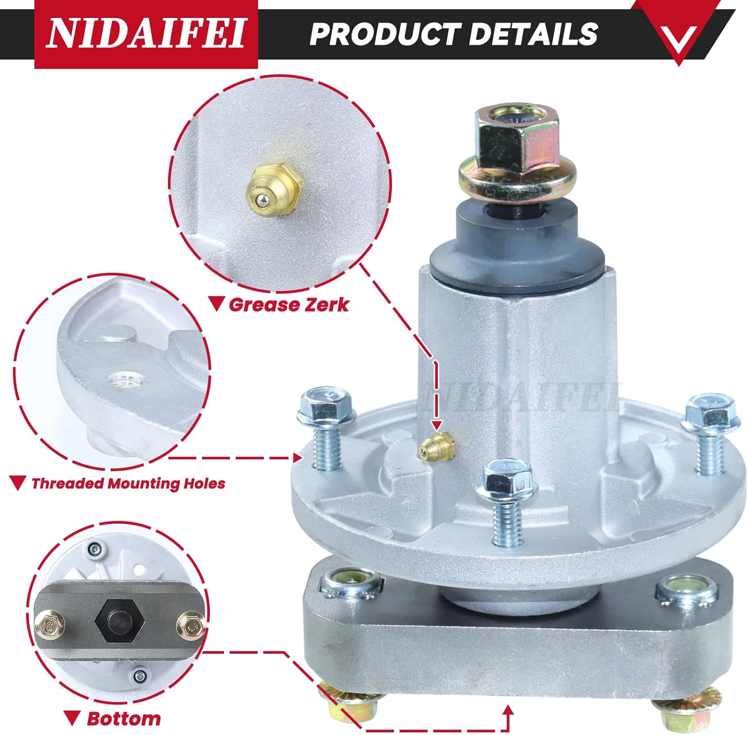 3 Pack Greased GY20050 GY20785 Spindle Assembly Replaces GY20785, GY20050, 82-356, 285-093 for John Deere 42" 48" Decks, John Deere L120, L130, L110, L100, L111, L118, L108 Lawn Mowers
