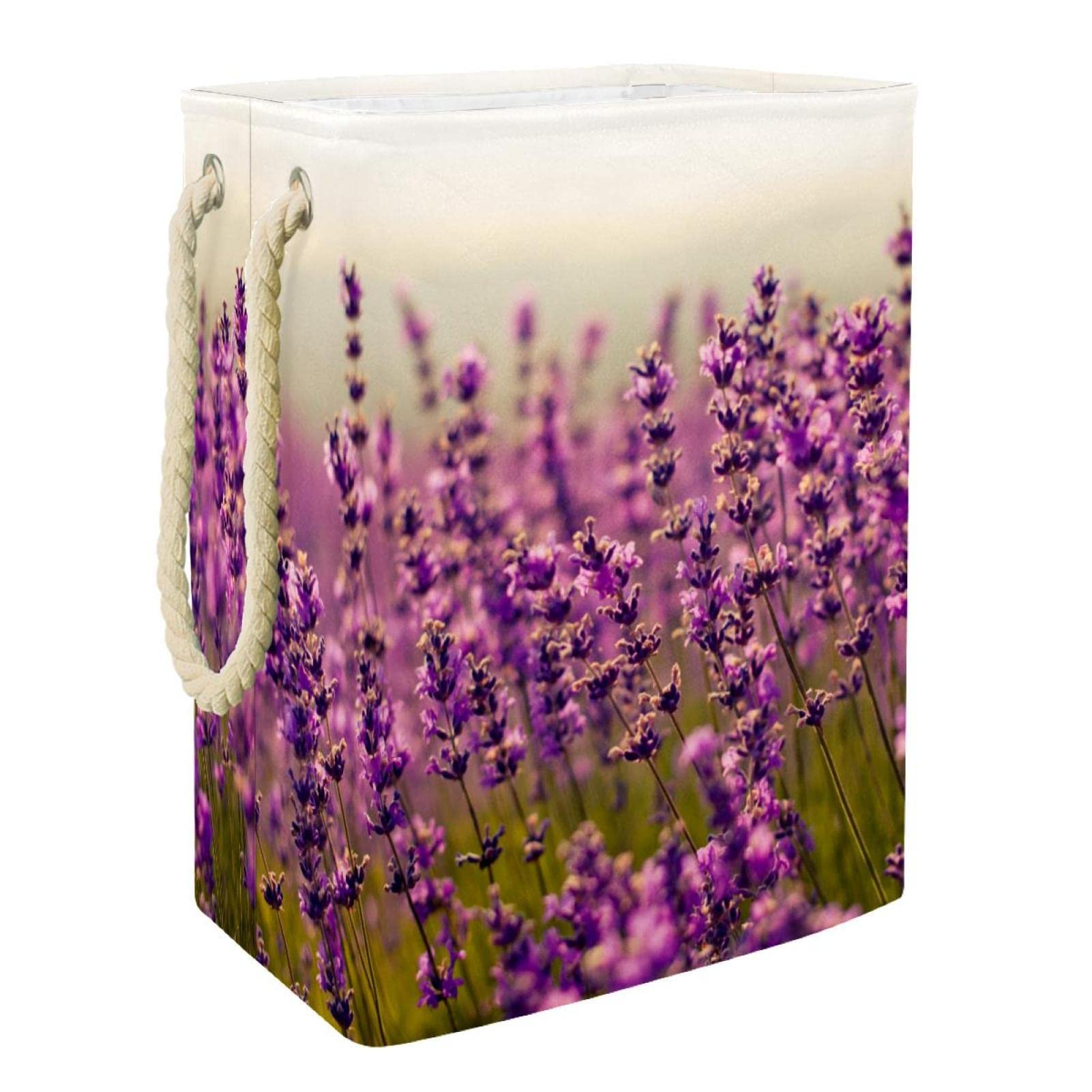 Panier à linge personnalisé violet lavande grand format avec poignées solides