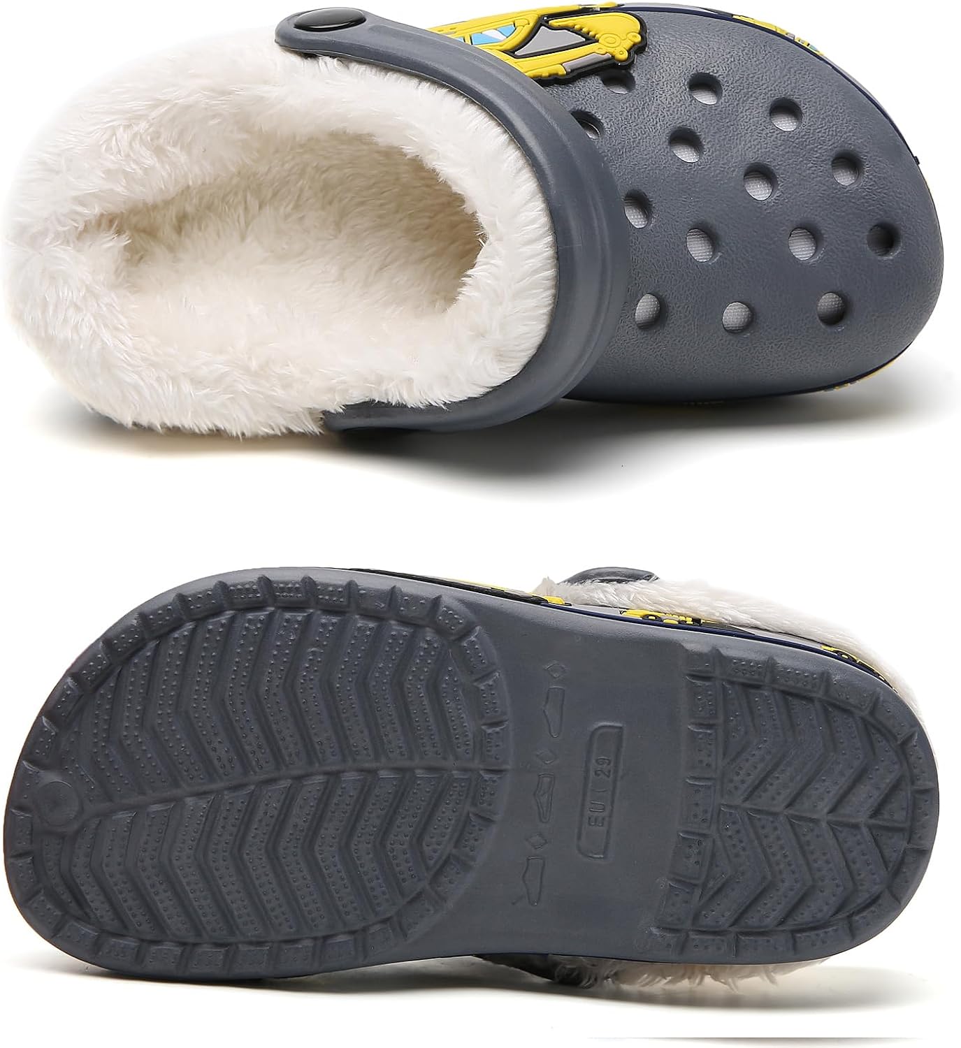 Little Kids Lined Clogs Boys Garden Slippers Kids Plush Warm Slippers Girls Fuzzy Plush Lined Home Bedroom Slippers
