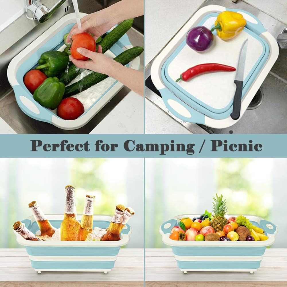 Collapsible Cutting Board, Foldable Chopping Board with Colander,