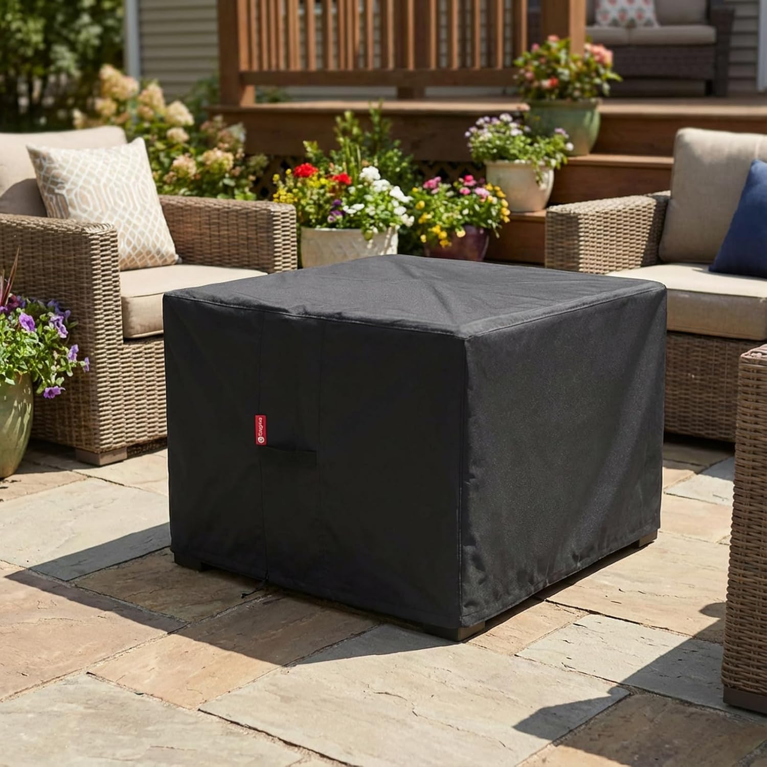 SheeChung Gas Fire Pit Cover Square-Premium Patio Outdoor Cover Heavy Duty Fabric with PVC Coating,100% Waterproof,Anti-Crack,Fits for 29”,30",31",32" Fire Pit/Table Cover (32”L x 32”W x 24”H,Black) - Image 7