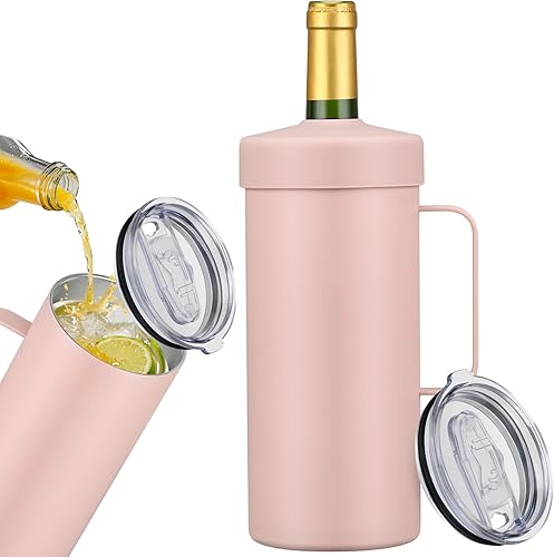 Miniatura 8 de MAXSO Cubo enfriador de vino, enfriador portátil de botellas de champán y vino de 25.4 fl oz, mantiene el vino y las bebidas frías, acero inoxidable