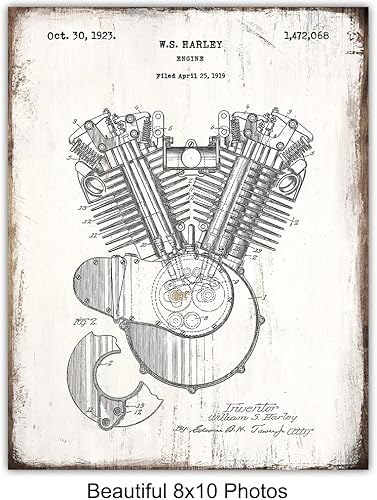 Miniatura 4 de Patentes originales de motocicleta de Estados Unidos, juego de arte de 8 x 10 pulgadas, fotos de estilo cartel para oficina, garaje, cueva de hombre