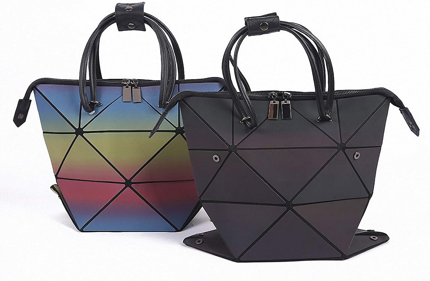 Geometric Luminous Tote Bag Holographich Purses and Handbags Flash Reflactive Crossbody Bag for Women