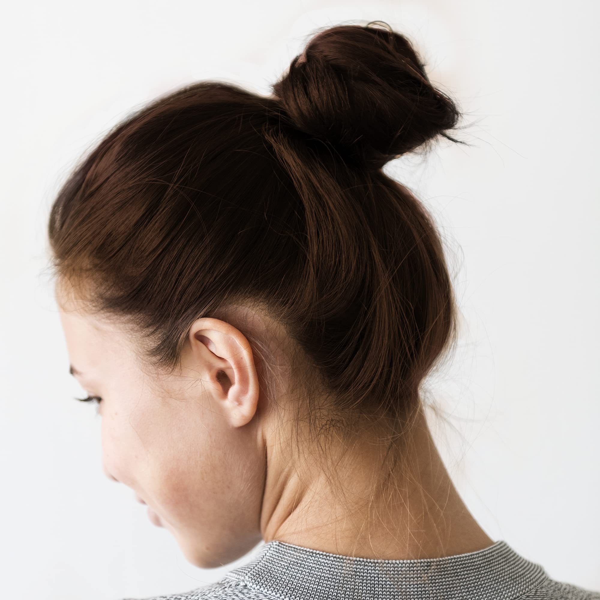 Sue's Collection Natural Human Skinny Hair Buns Piece Human Hair Bun Extension Mesh Donut for Women with Thin Hair, Soft and Real Human Hair Bun Hair