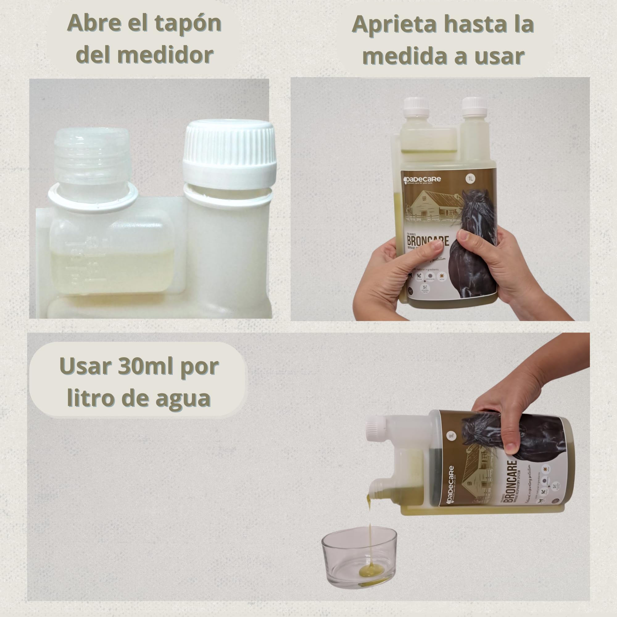 Broncare - Respiratorio Caballos 1L – Extractos de Menta, Eucalipto, Tomillo y Hierbas – Refuerzo Inmunitario y Bienestar Pulmonar – Ideal en Ambientes con Polvo, Calor o Estrés