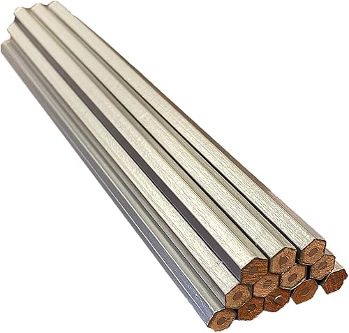 Miniatura 2 de RevMark Lápiz hexagonal plateado con plomo plateado, paquete de 12, fabricado en los Estados Unidos, marcado de calidad para trabajadores de la