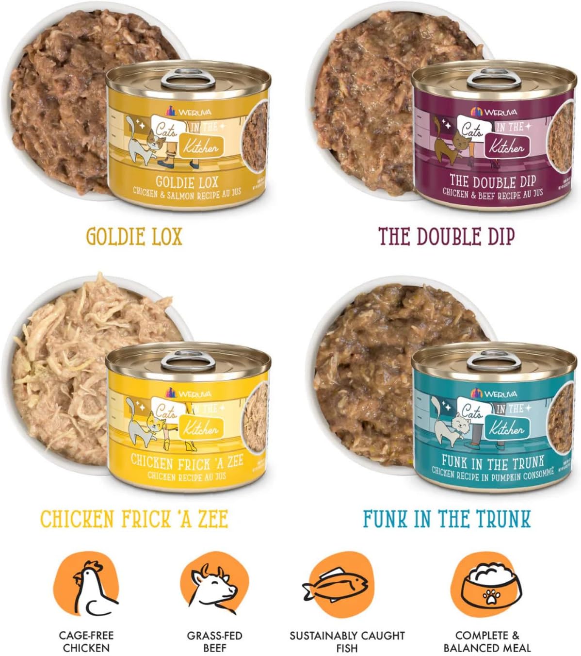 Weruva Grain Free Cats in The Kitchen Canned Cat Food 10 Flavor Variety Bundle – 3.2 oz Cans (10 Total Cans)