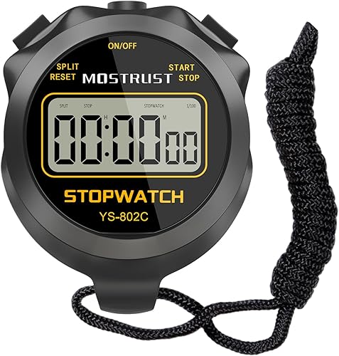 Digital Simple Stopwatch, 130 Lap Basic Stopwatch, No Bells, No Clock, No Alarm, Silent, Child Friendly, ONOff for Swimming Coaches Kids