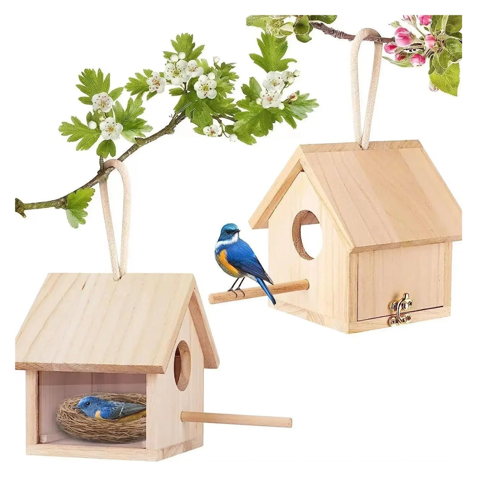 Cassetta nido per uccelli in legno Casette for uccelli for spazio esterno con palo in legno Casetta for for esterni Pensile da giardino Patio Decorativa for passero colibrì