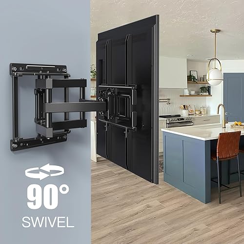 Miniatura 6 de PERLESMITH Soporte de pared para TV de movimiento completo para televisores de pantalla plana curvada de 32 a 65 pulgadas, soporte de TV con giros,