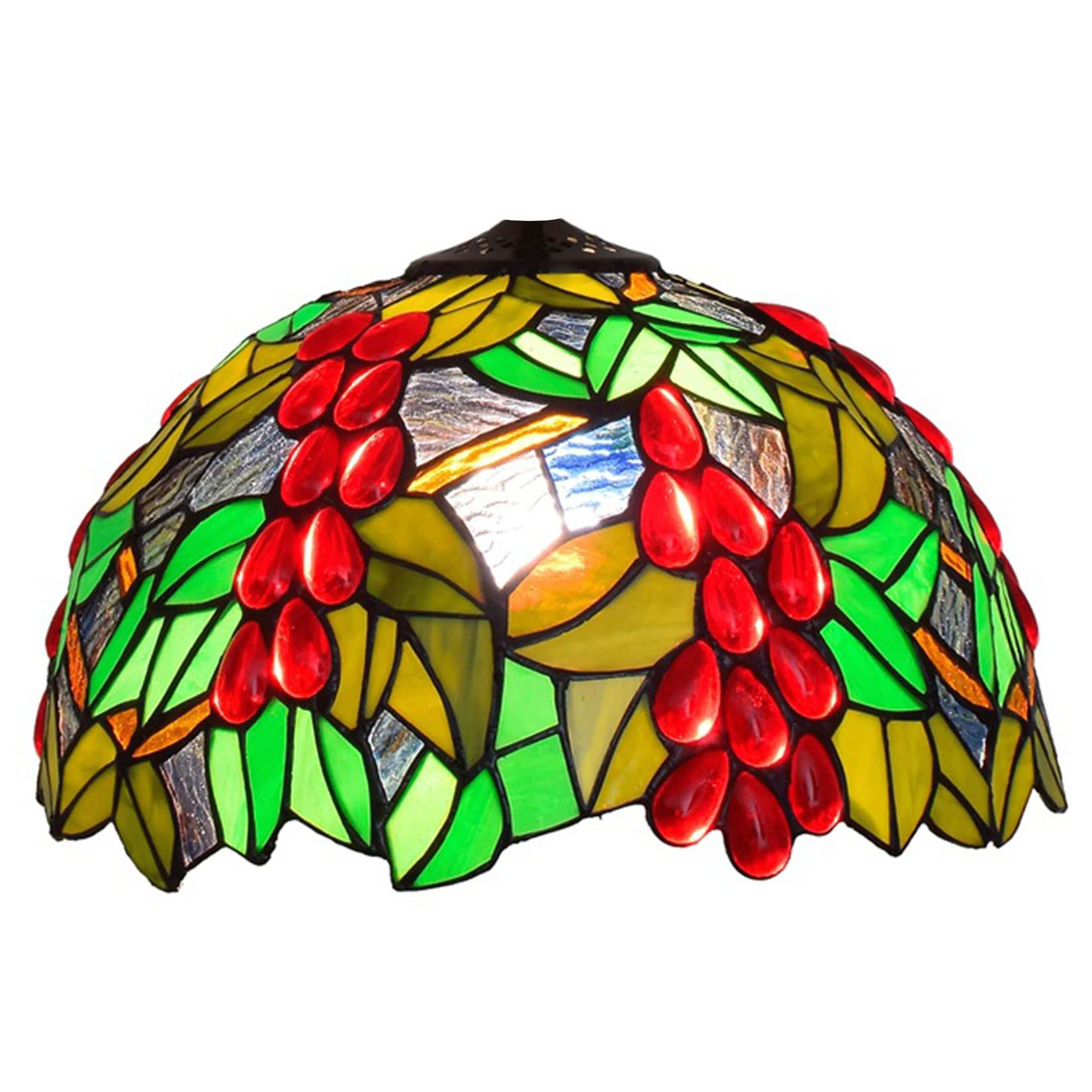 Wdcdyqdh Light/Red Tulip Rose Grape Baroque Sunflower Lily Tiffany Stained Glass Lamp Shade Replacement For Table Ceiling Pendant Colourful Lampshade Only W12 X H7
