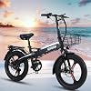 Model Certified, Electric Assisted Bicycle, Public Road Driving, No License Required, Folding Bicycle, Ultra Lightweight, 20 Inch Bicycle, Extra Thick Tire, Electric Bicycle, 20 x 3.0 Capacity,