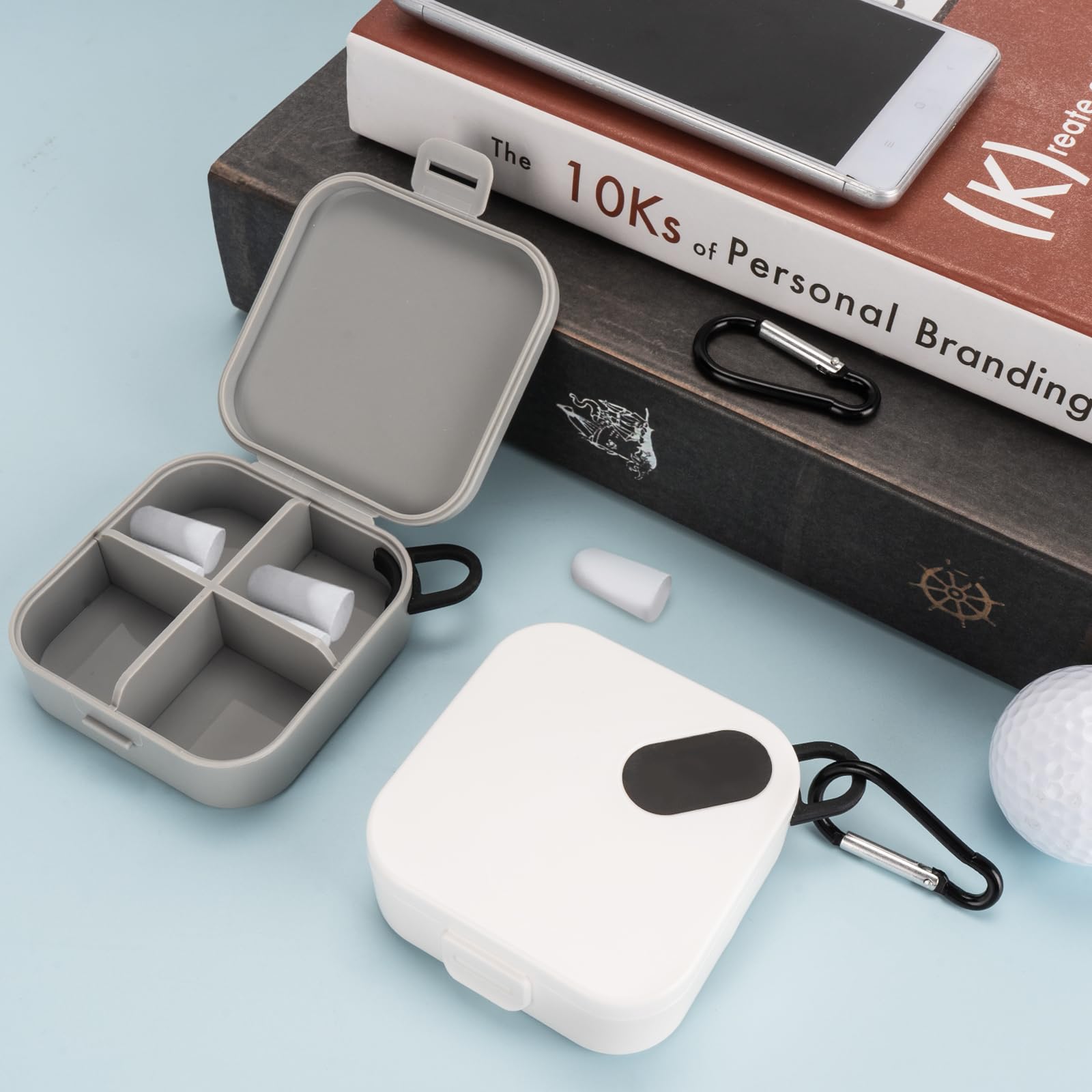 Adorila Paquete de 2 fundas de transporte portátiles para tapones para los oídos, funda impermeable para tapones para los oídos con llavero, funda de transporte de viaje para tapones para los oídos