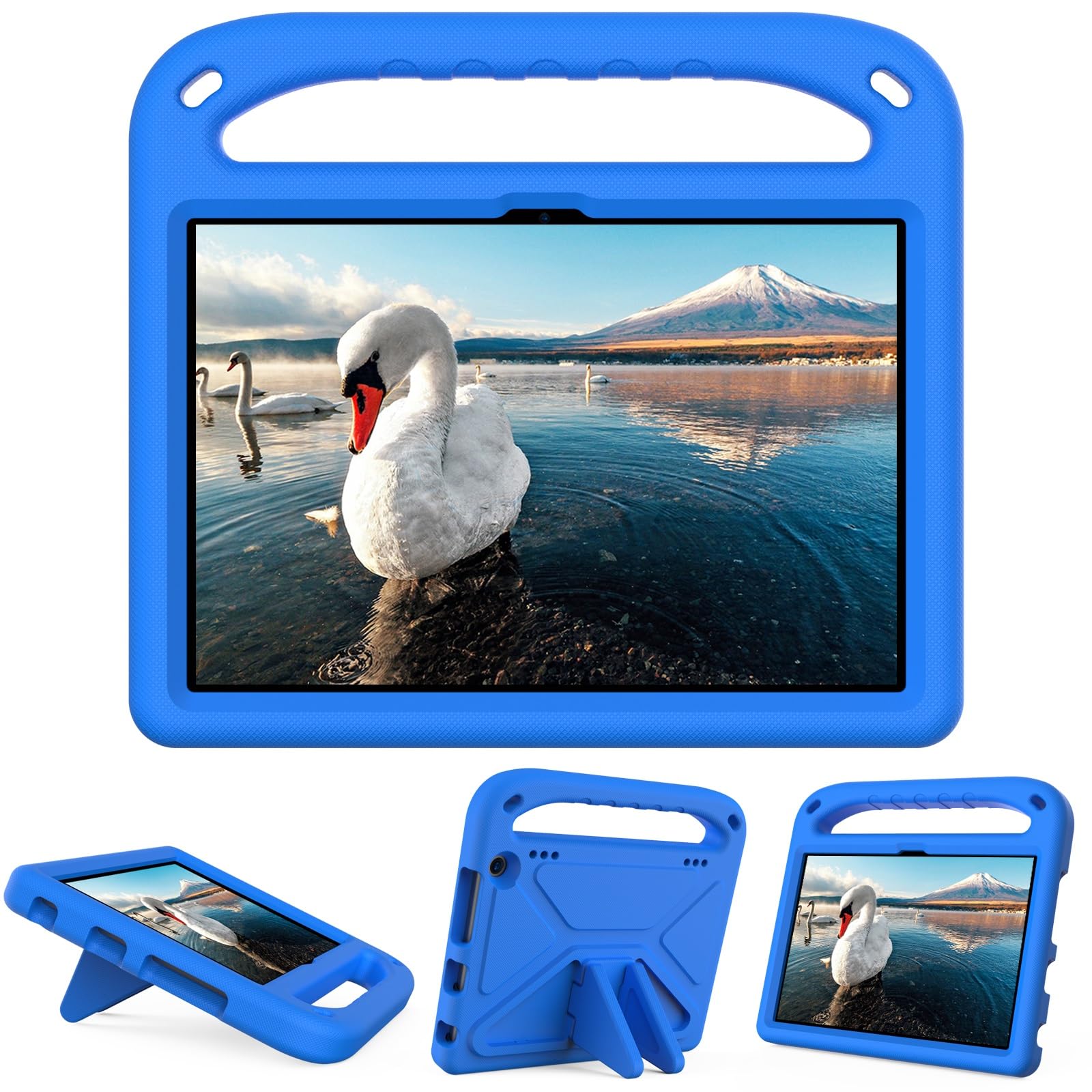 Pełne etui ochronne Kompatybilny z Kindle Fire HD8/HD 8 Plus 2022 2020, amortyzujący wstrząsy, z uchwytem, ​​EVA, uchwytem, ​​solidne etui na tablet dla dzieci, lekkie(Blu)