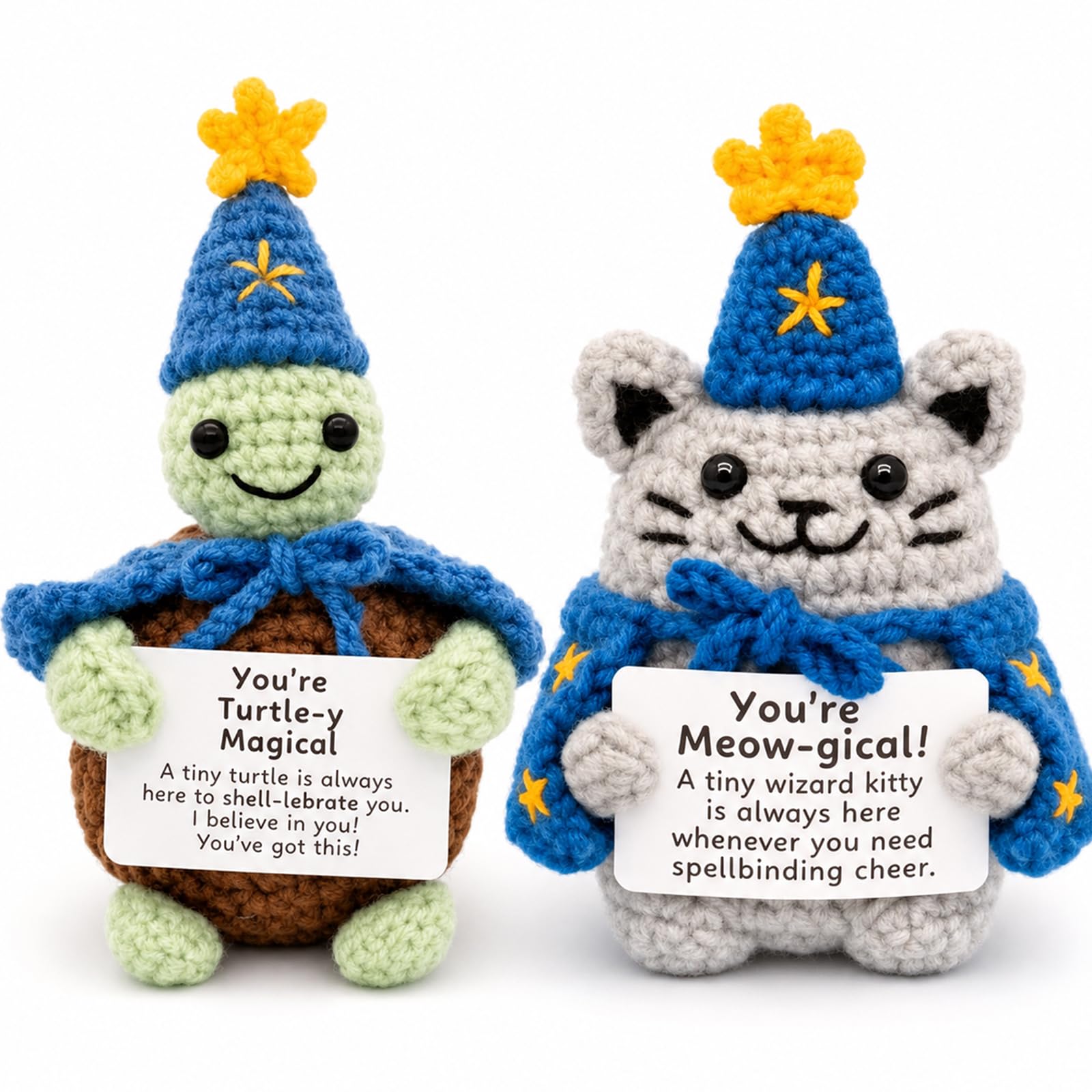 2Pcs Emotional Support Crochet, Positive Crochet Animals Doll Magician