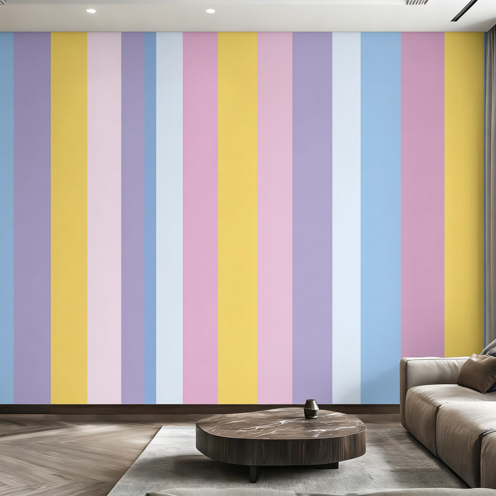 W350 X H256 cm Colorful Stripe Wallpaper, Wall Mural Vertical Stripes Photo Wallpaper, Non-Woven Print Wall Paper for Living Room Bedroom Art Decor, Renter Friendly D&O161