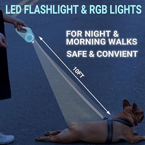 Miniatura 7 de Correa retráctil automática luminosa verde para perro con linterna y correa LED de seguridad para perros para paseos nocturnos y correas de máxima