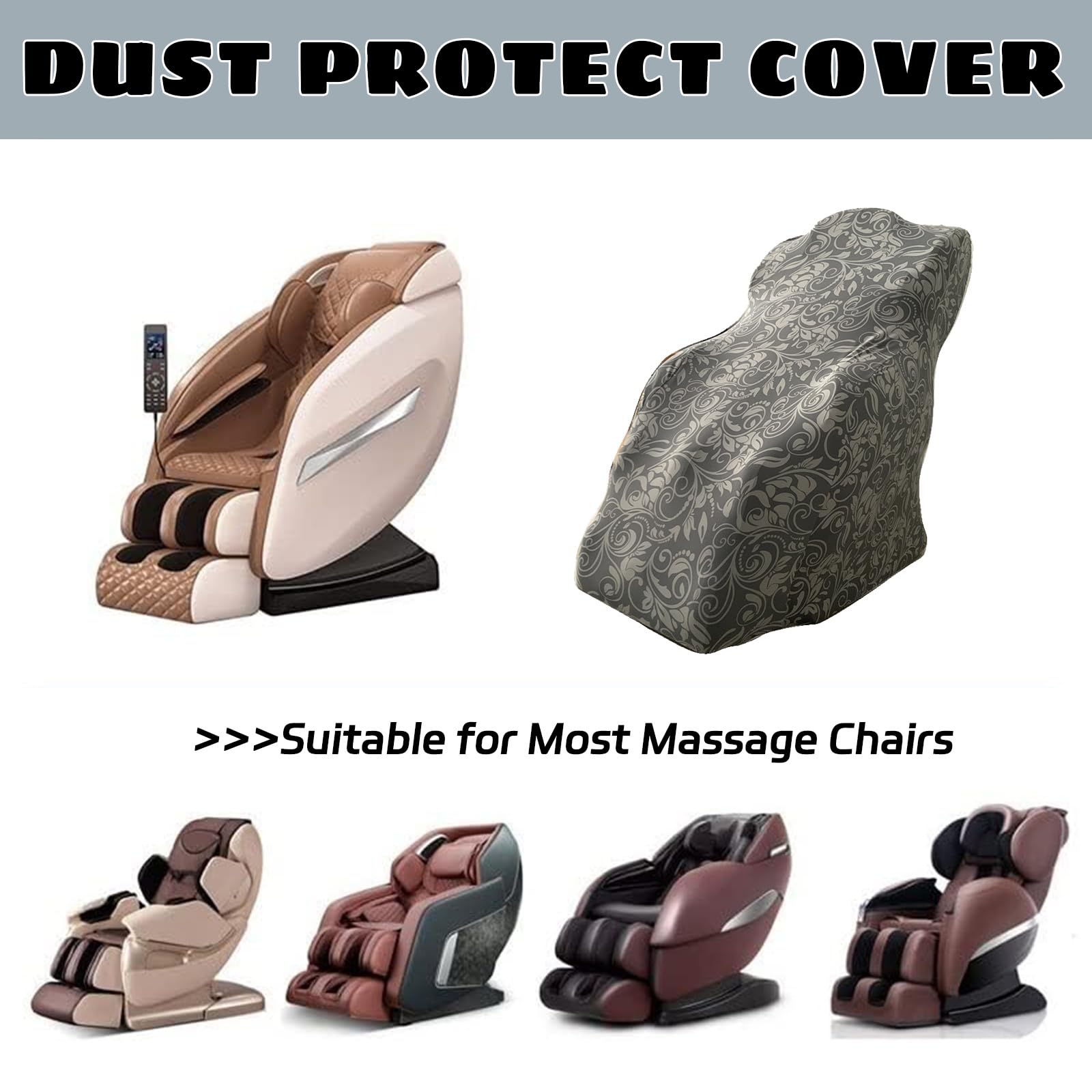 Highdi Funda para Sillón de Masaje, Universal Elasticidad Funda para Sillón de Masaje Funda Protectora Antipolvo para Sillón de Masaje para Todas Las Sillas de Masaje (M,Beige)