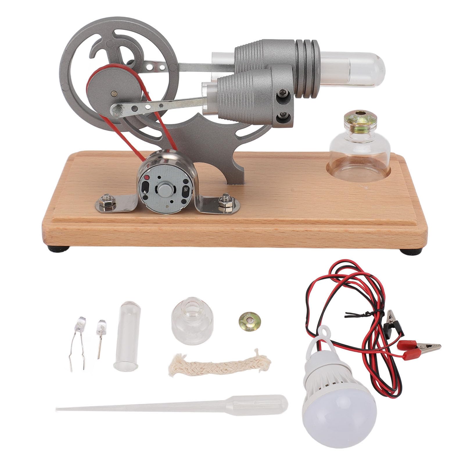 Pssopp Stirling Engine Motor Kit,Hot Air Stirling Engine Kit Mini Stirling Engine Giocattolo con Luce LED Mini Hot Air Stirling Engine Modello Motore Potenza Streaming per Bambini