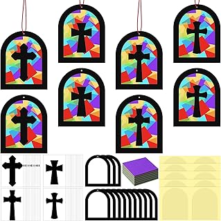 24 Sets Religious Cross Crafts Religious Tissue Paper Kit VBS DIY Art Christian a Kit Resurrection Church Craft Ornaments Jesus Sunday School Gifts(Classic Color)