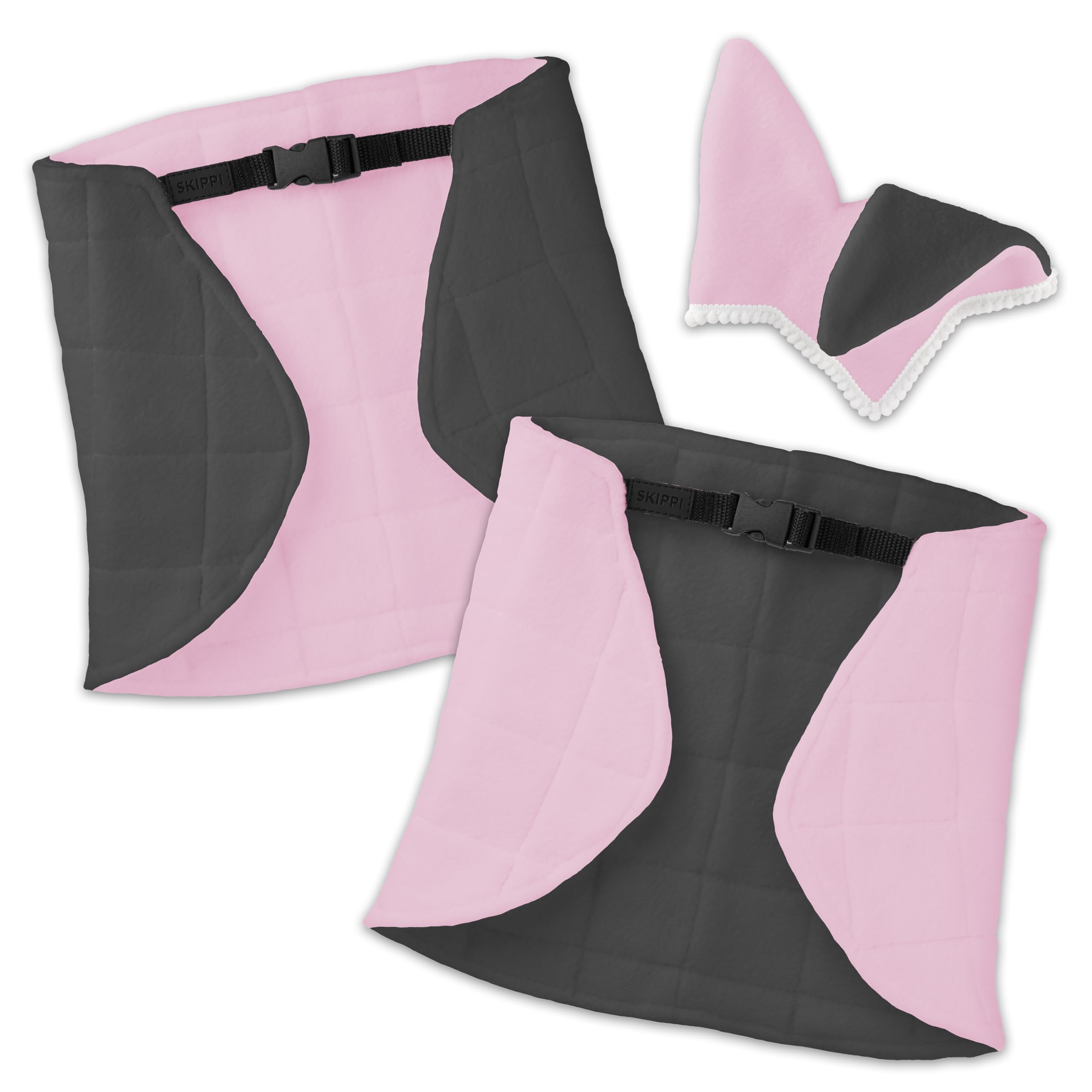 SKIPPI Hobby Horse Blanket and Ear Bonnet, Pink and Grey, Hobby Horse Accessories - Image 2
