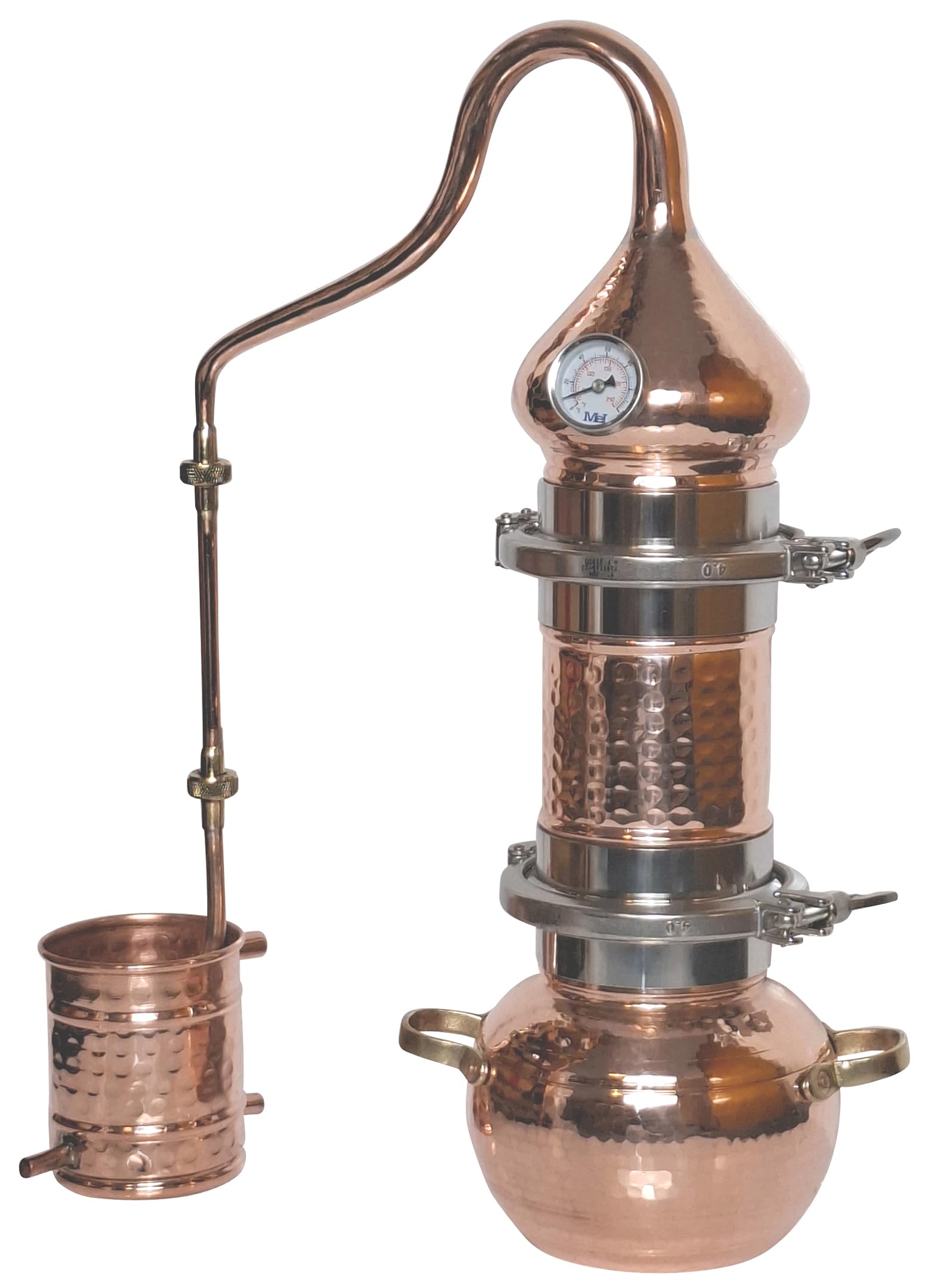 2L Kolonnenbrennerei mit Schnellverschluss, Thermometer - 2 Liter Destille
