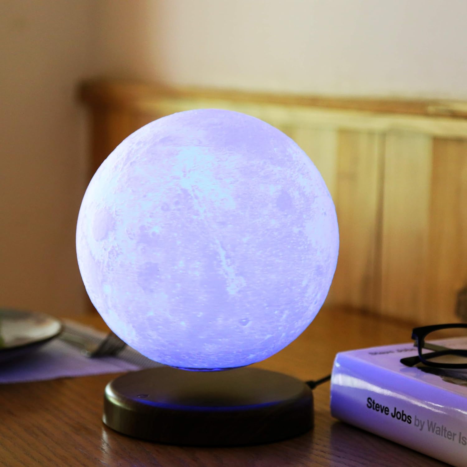 Frее Shірріng оƒƒеr Easy Installation Base Magnetic Levitating Moon Lamp, LEVILUNA 3D Printed Rotating&Wireless Charging Floating LED Light, Business Creative Offical&Birthday Gifts (16colors, 7.1''/18cm)