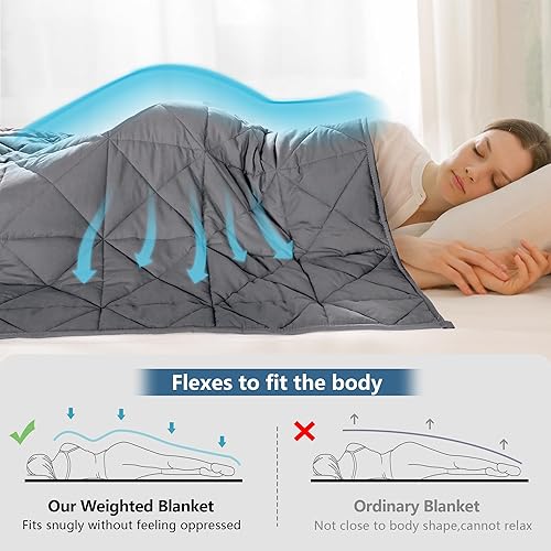 Miniatura 3 de Manta con peso (10 libras, 47 x 70 pulgadas, tamaño individual), para adultos, refrescante, transpirable, con cuentas de cristal, manta suave para