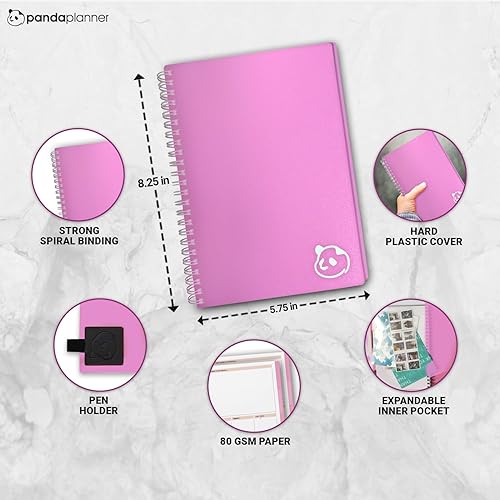 Vista 6 de Panda Planner 2025 Undated Daily Planner with Hourly Schedule 5.75" x 8.25" – 90 Days Daily Journal with Spiral Binding – To Do List Notebook with