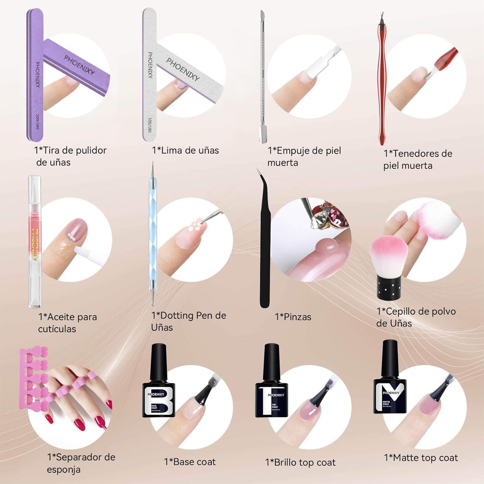 Phoenixy Kit Manicura Semipermanente 12 Colores Uñas Semipermanentes Kit Completo con U V/LED Lámpara Herramientas de Manicura