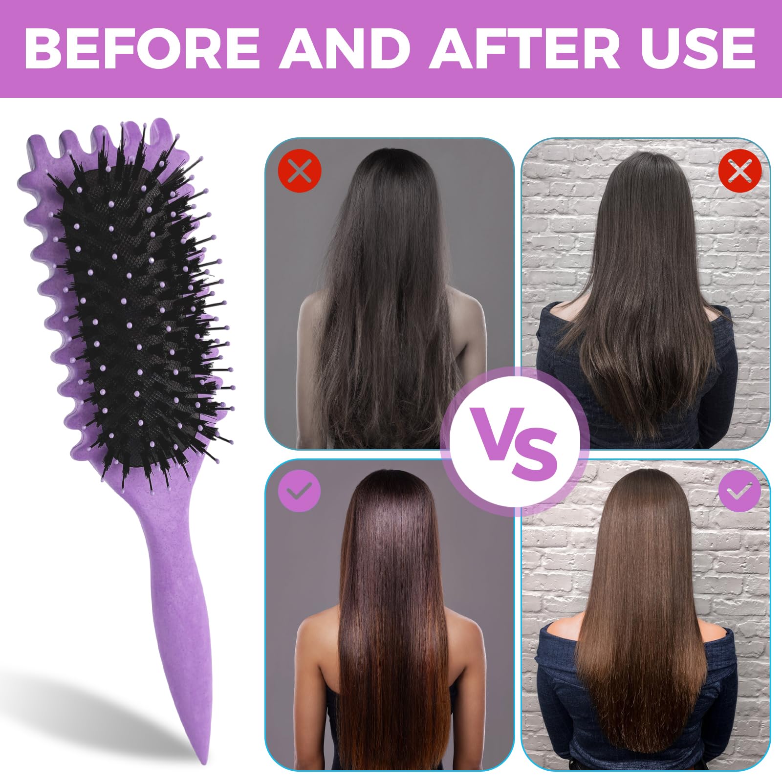 CNMTCCO Curl Brush Szczotka do łączenia i kształtowania włosów, szczotka do dzika, do rozczesywania dla kobiet (fioletowa)