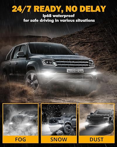 Miniatura 7 de Auxbeam Bombillas de luz antiniebla 9005HB3 serie F22 2024, 24000 lm, 700% más brillante, bombillas de 110 W, kit de luz blanca fría 9005 de 6500 K