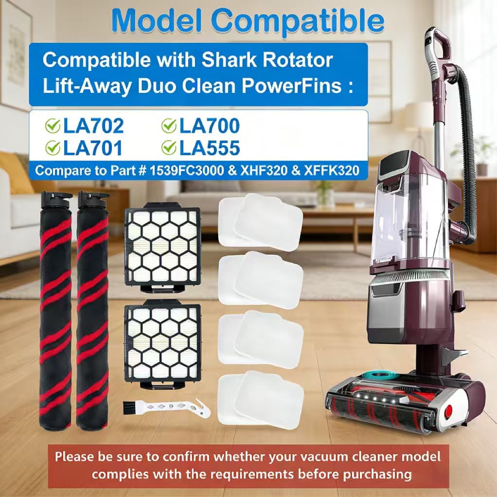 LA702 LA700 LA555 Accessories Kit Compatible With Shark Rotator Lift-Away Duo Clean PowerFins LA702 LA700 Upright Vacuum Replacement Parts, # 1539FC3000 XHF320 XFFK320