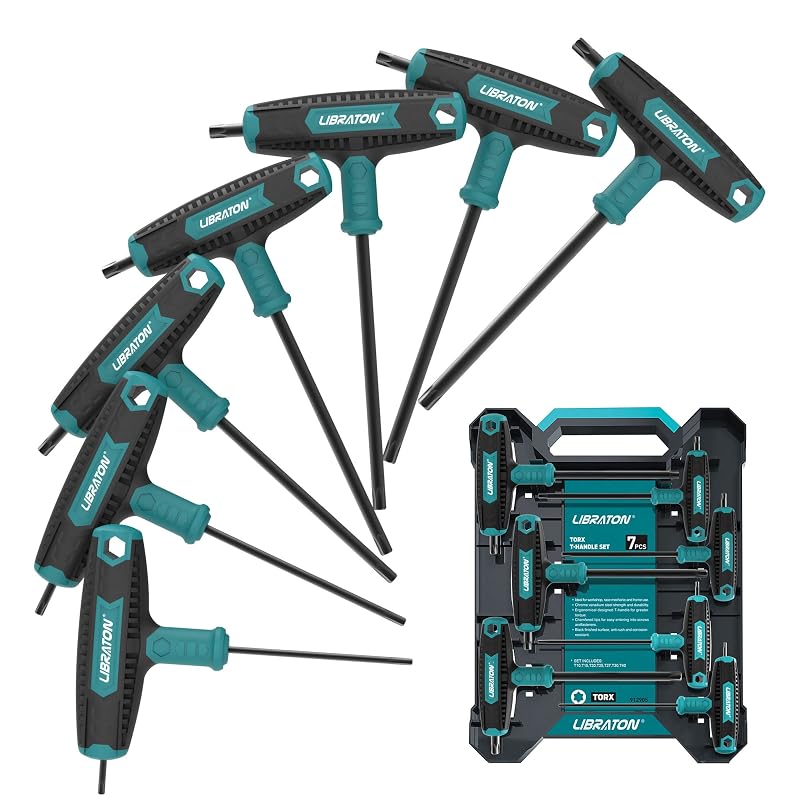 Conjunto de Chaves Torx com Cabo em T T10–T40 LIBRATON, 7 Peças com Estojo