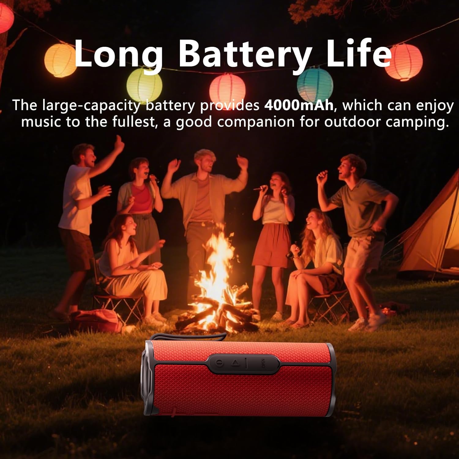 COOPERS Portable Bluetooth Speaker, Wireless Bluetooth Speaker, IPX5 Waterproof Speakers with RGB Lights, Loud Stereo Sound Deep Bass, Long Playtime TWS Pairing for Home/Party/Outdoor Beach - Image 5