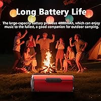 Vista 5 de COOPERS Altavoz Bluetooth portátil, altavoz Bluetooth inalámbrico, altavoces impermeables IPX5 con luces RGB, graves profundos de sonido estéreo Rojo