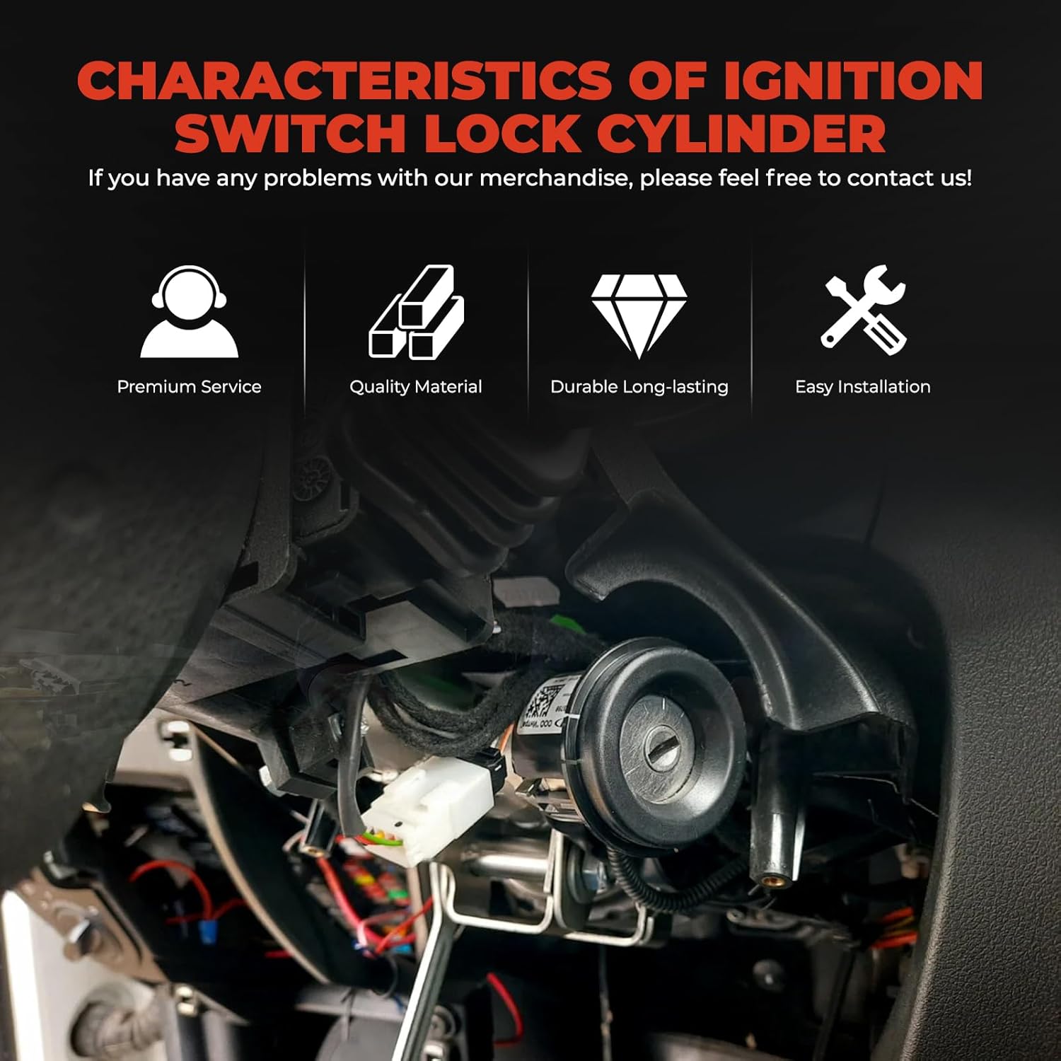 Ignition Switch Lock Cylinder Assembly, Fits for VW Jetta 2006-2018 Eos 2007-2011 Golf 2004-2011 Rabbit 2006-2009 Tiguan 2008-2011, with Intelligent Key Shell Replace 1K0905851B