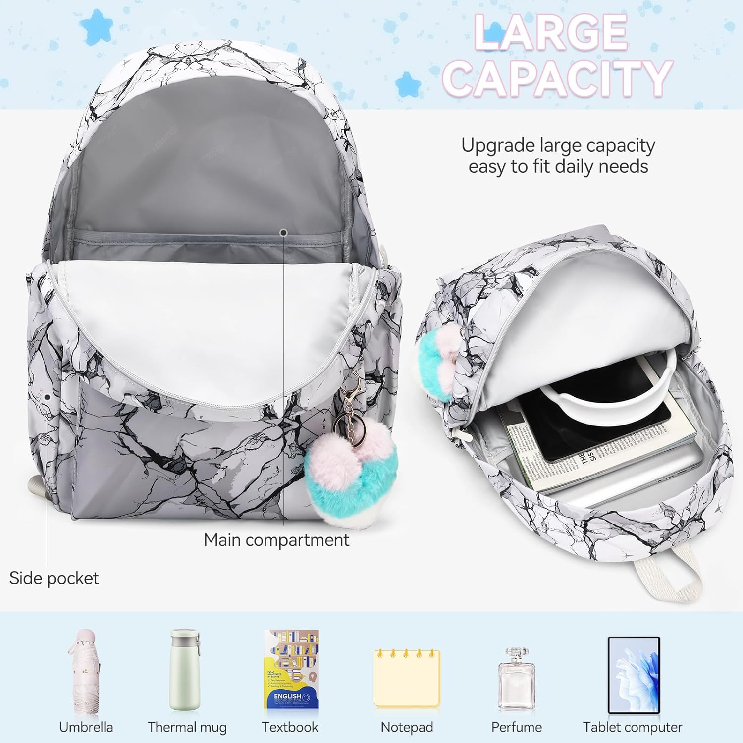 SUNEIGHT Waterproof School Backpack 30L-Large Lightweight Bookbag for Kids Teens 6-18,Durable Travel Pack with Adjustable Straps Daily Use