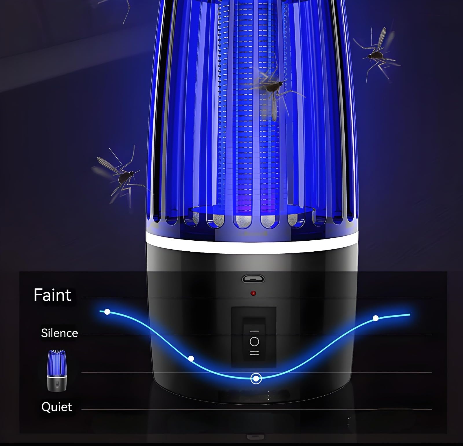 Trappola elettrica per zanzare, 4000 mAh, ricaricabile, con lampada UV, trappola per insetti 2 in 1, per uso interno ed esterno, ideale per cortile e campeggio