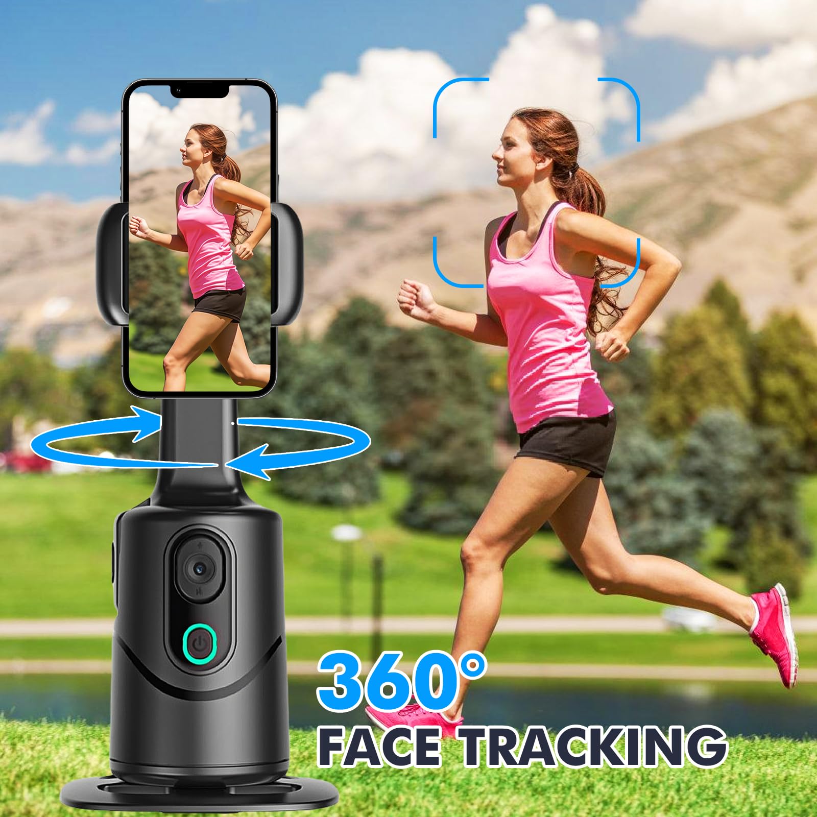 Gimbal per cellulare, con riconoscimento automatico del viso e tracciamento a 360 gradi, treppiedi per smartphone con telecomando, controllo gestuale, per Vlog TikTok Live Video Registrazione Gimbal