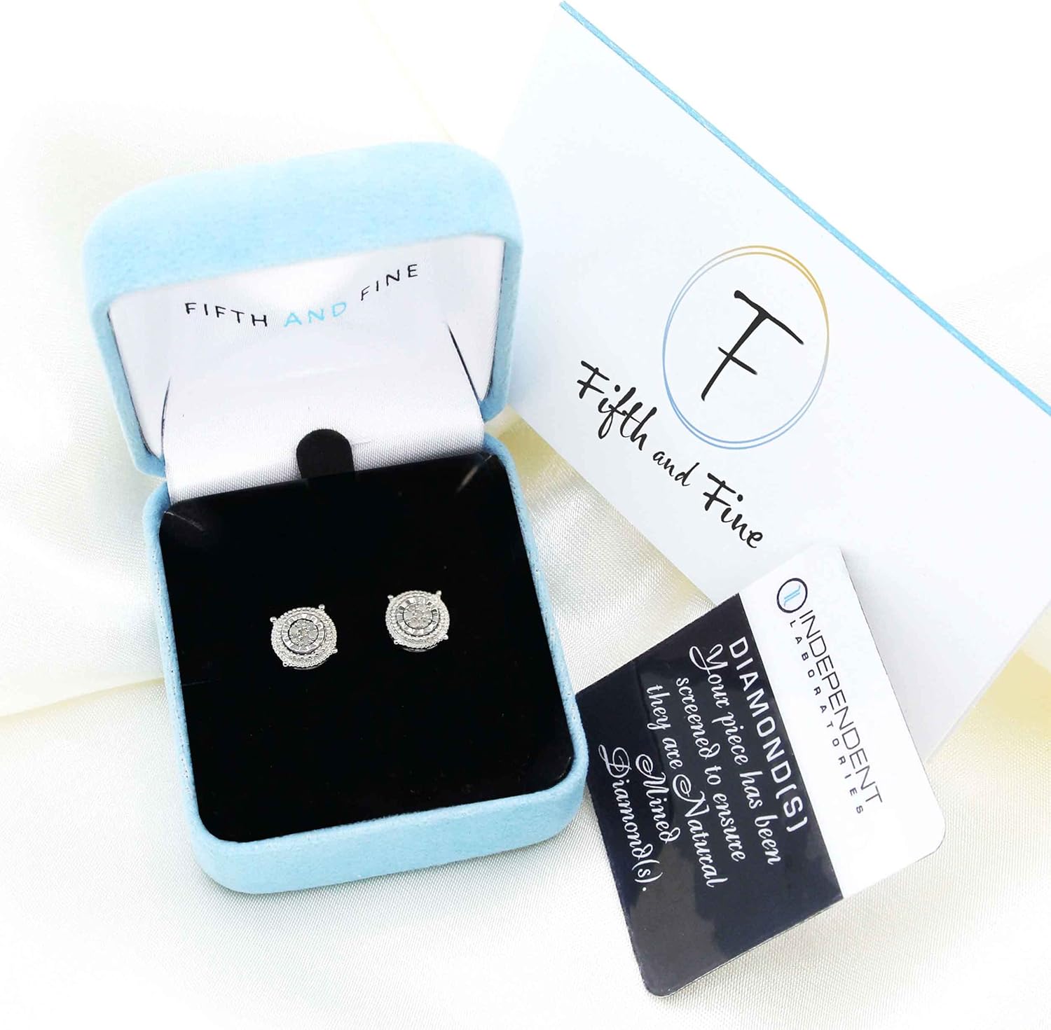 1/10 Carat Cttw Round Cut Diamond Stud Earrings for Women Girls sets in Rhodium Plated 925 Sterling Silver, Halo, Pave, Fashion Hypoallergenic Jewelry