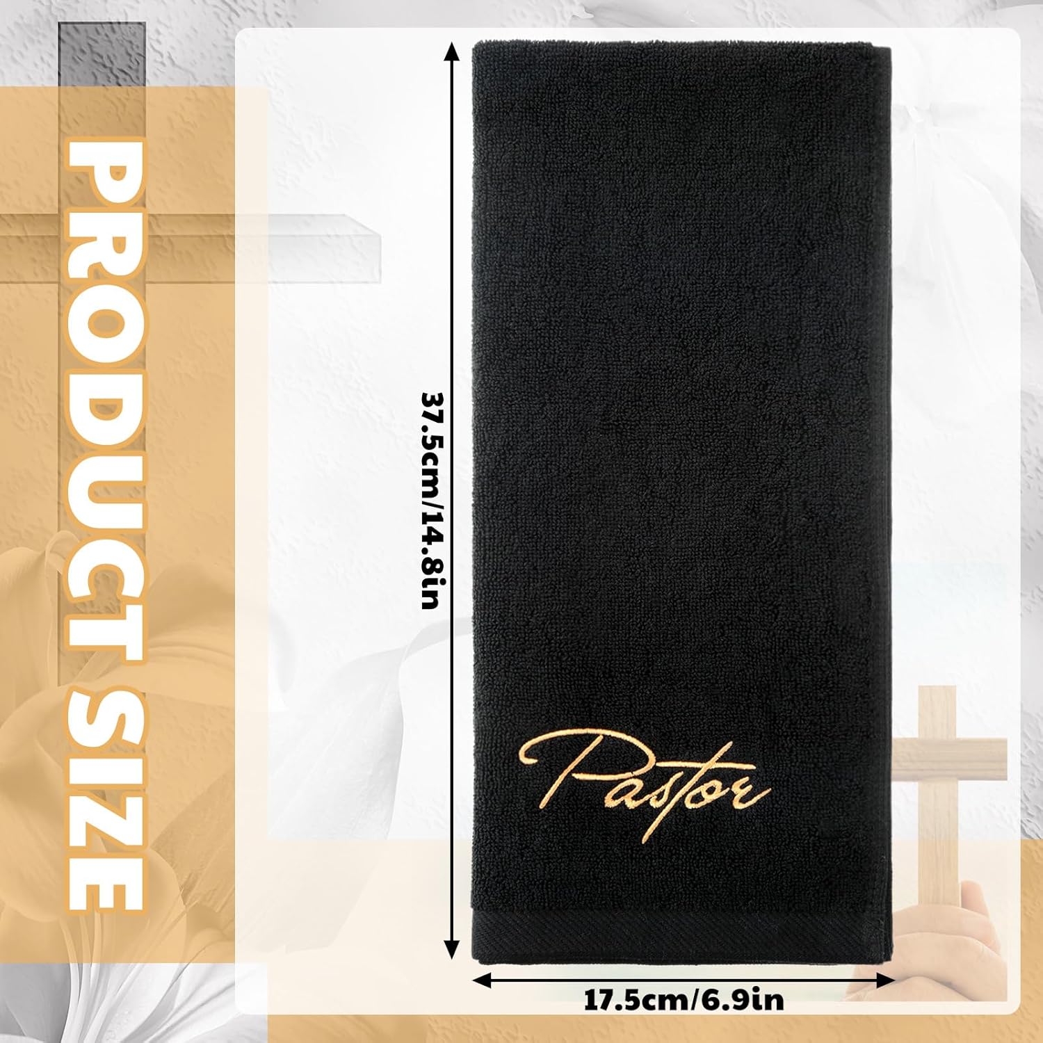 Buryeah 2 Pcs Pastor Hand Towels Christian Embroidered Hand Towels Christian Church Clergy Appreciation Gifts for Father's Day Bathroom, Kitchen(Black) - Image 2